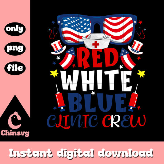 Red white blue clinic crem png, medical 4th of july png
