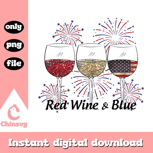Red wine and blue drink png, america drink png, firework usa png