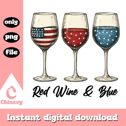 Red wine and bue america freedom png, happy 4th of july png