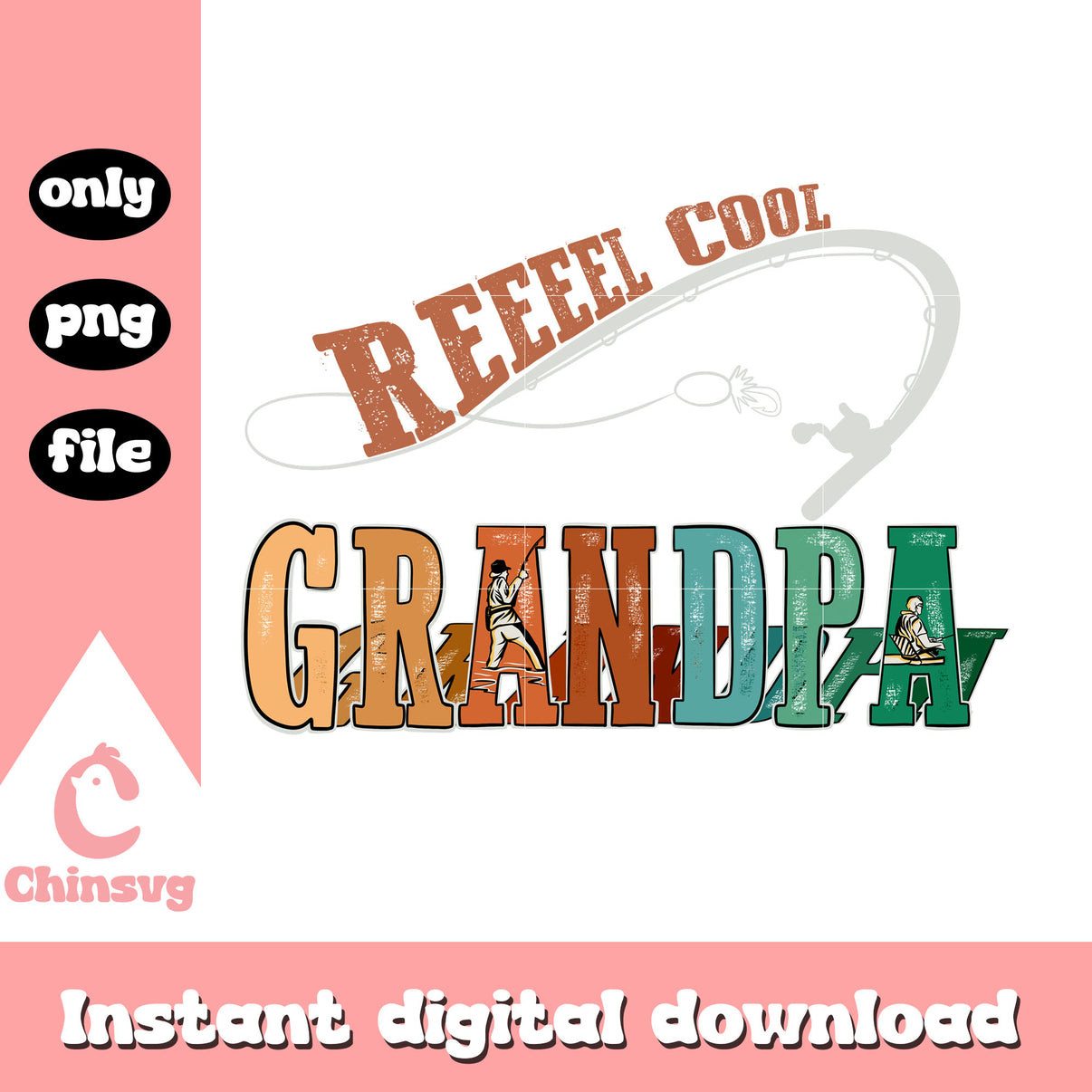 Reel cool grandpa design png, dad fishing png, american dad fish png ...