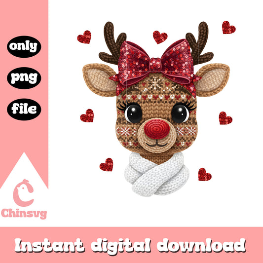 Reindeer character valentine crochet png, valentines designs png