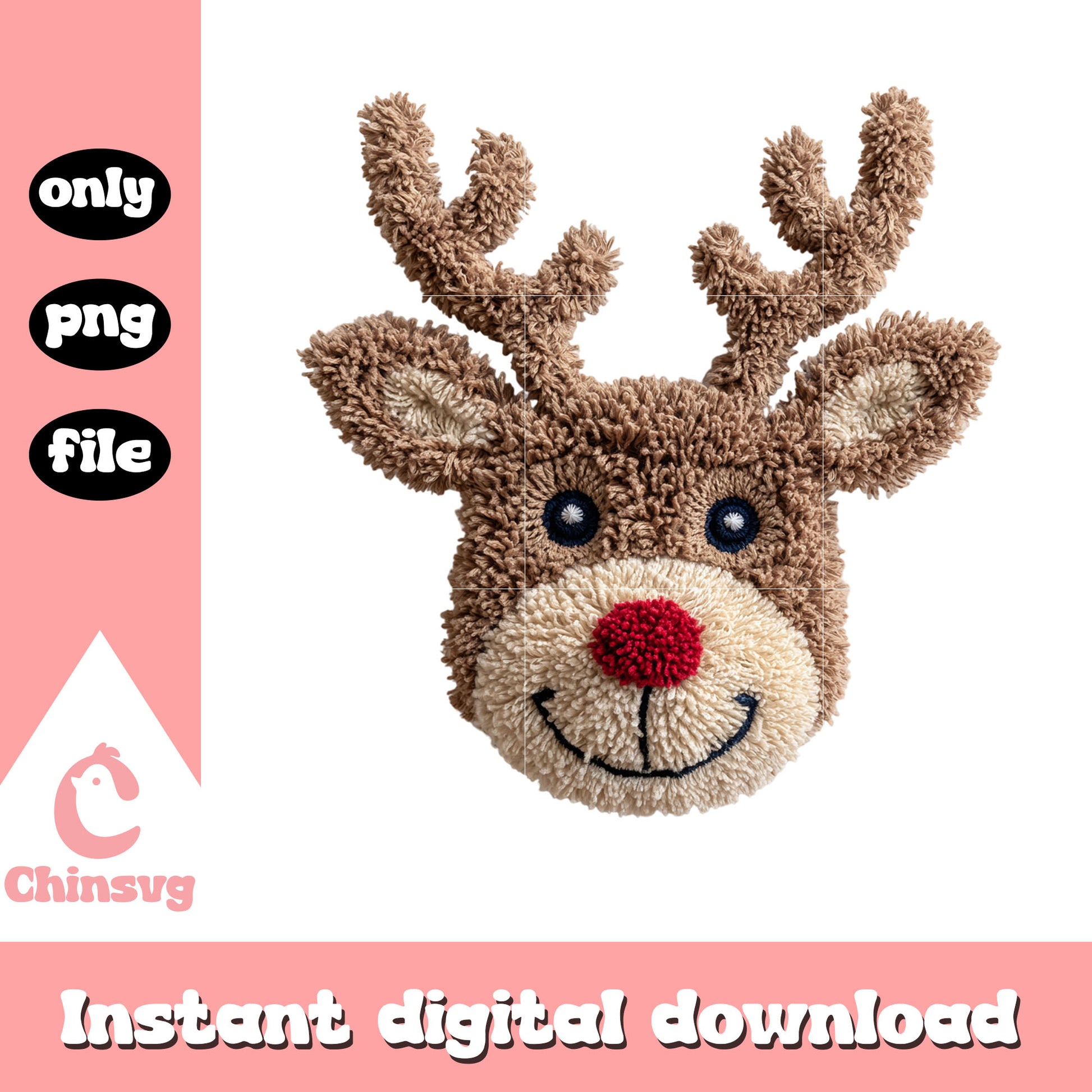 Reindeer christmas patchwork design png, christmas day png