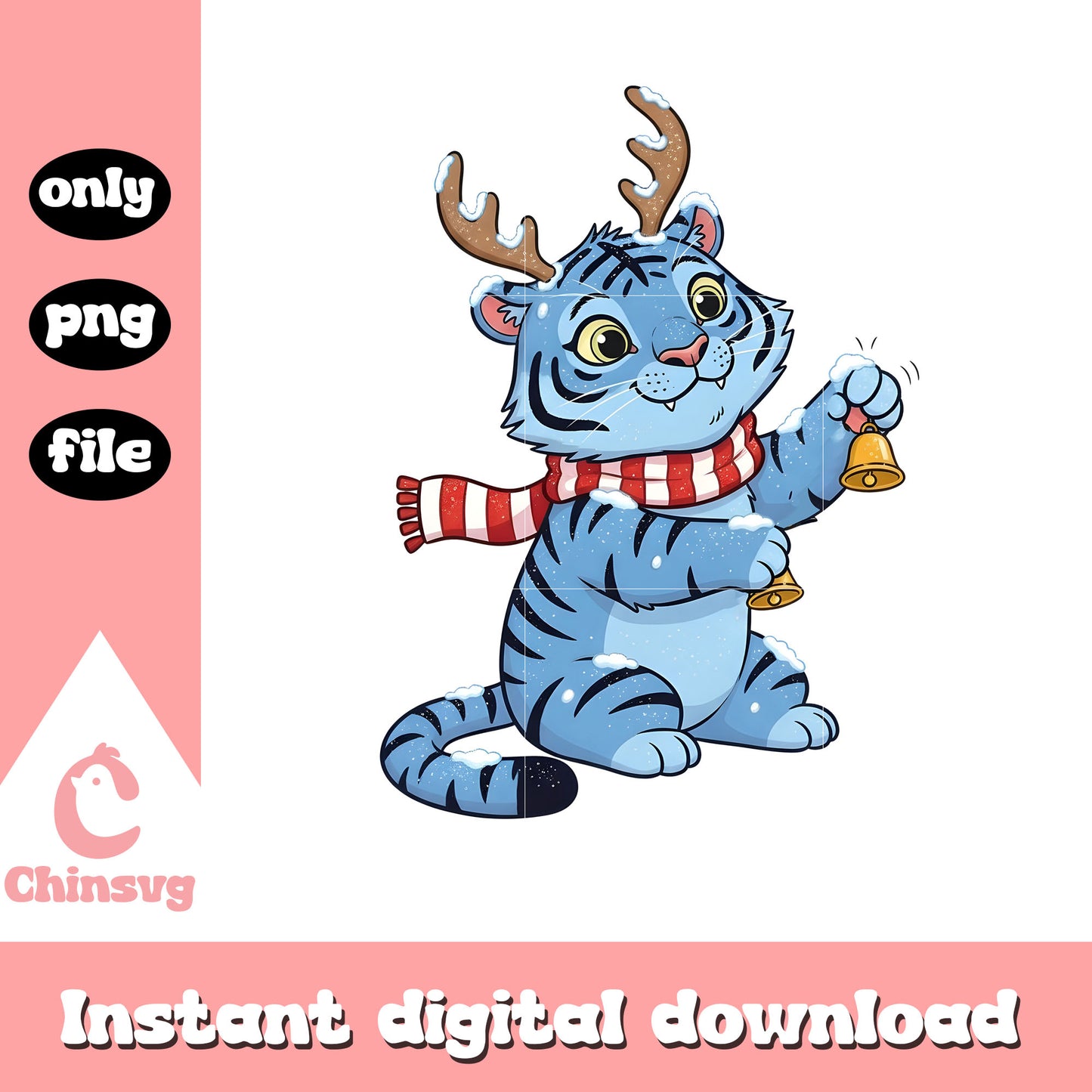 Reindeer derpy tiger christmas day png, christmas reindeer png
