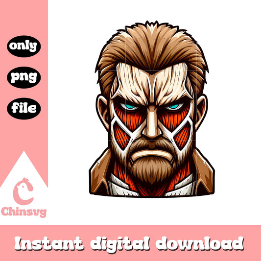 Reiner titan face clipping png, Attack on titan png, titan png