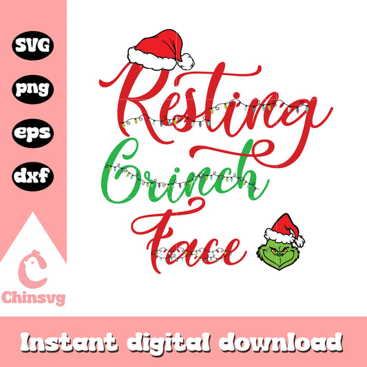 Resting grinch face christmas lights svg, grinch face svg