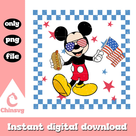 Retro Mickey frame 4th of july png, mickey mouse patriotic png