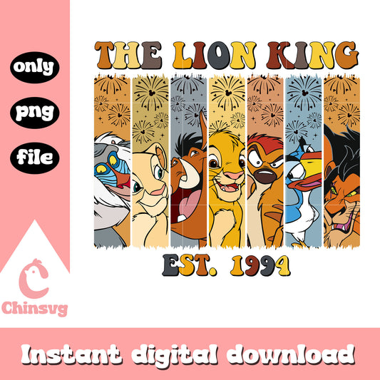 Retro The lion king est 1994 characters png, lion king characters png