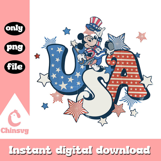 Retro USA Mickey 4th Of July png, mickey usa day vibe png