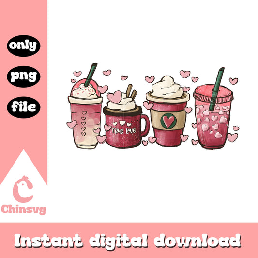 Retro Valentine Coffee True Love png, valentine drinks​ png