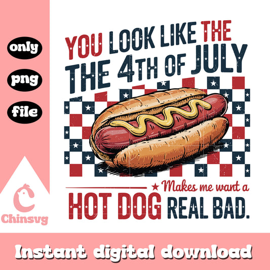 Retro You look like the 4th of july png, hotdog real bad png