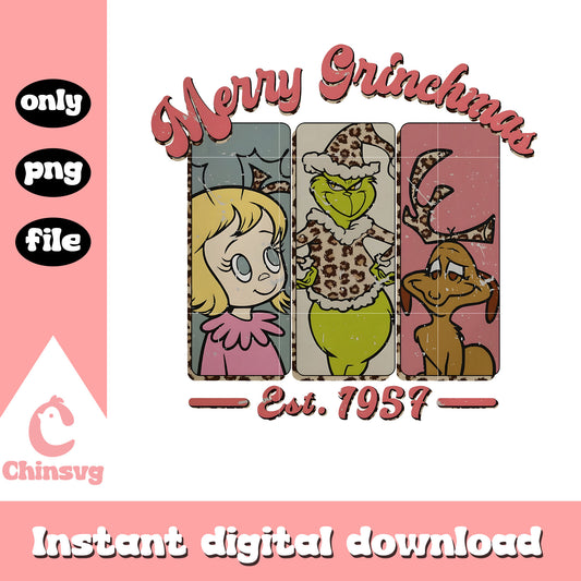 Retro Merry grinchmas est 1957 leopard png, grinch friends png