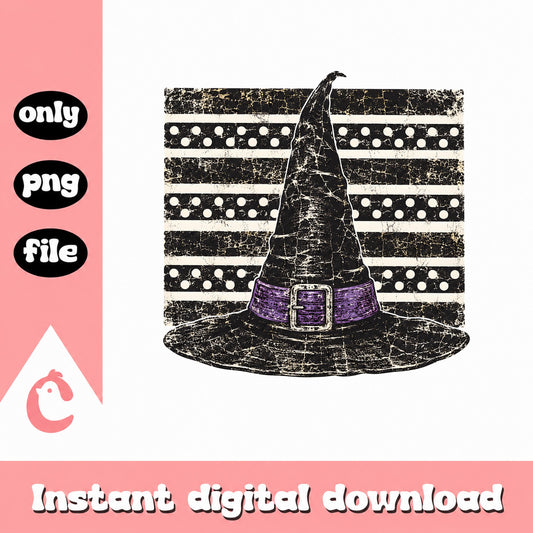 Retro Witch Hat Halloween PNG, Grunge Flag Halloween PNG, Spooky PNG