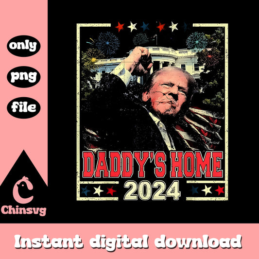 Retro daddy's home donald trump 2024 png, donald trump png