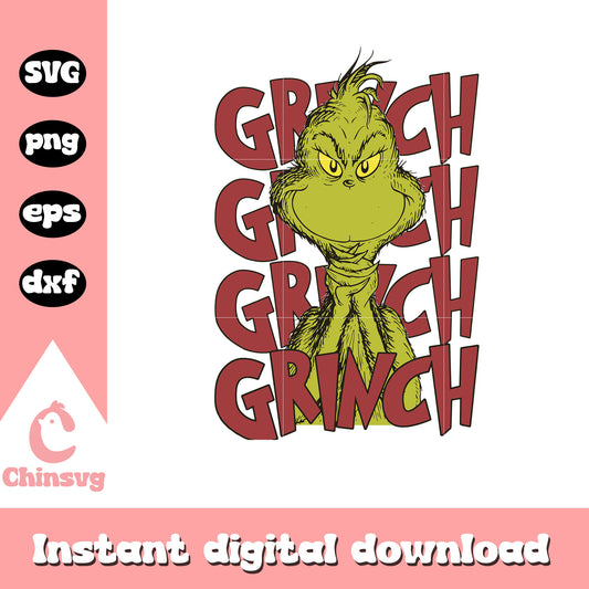Retro grinch christmas design svg, the grinch face svg​