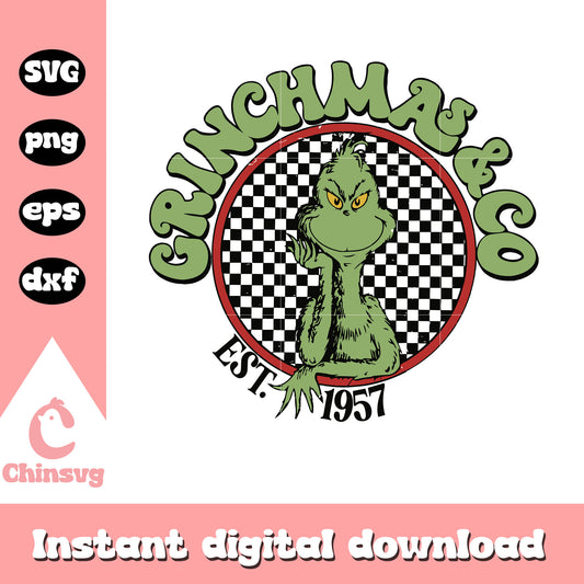 Retro grinchmas and co christmas svg, the grinch smile​ svg