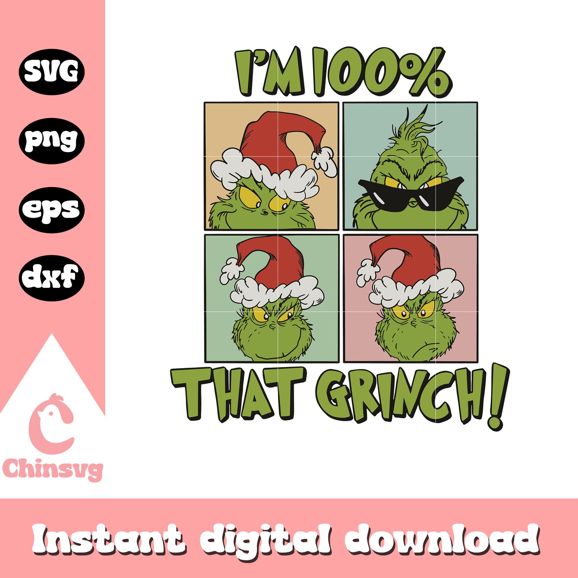 Retro im 100 percent that grinch christmas svg, grinch face svg​