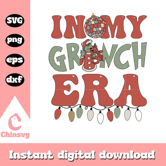 Retro in my grinch era christmas lights svg, grinch era​ svg