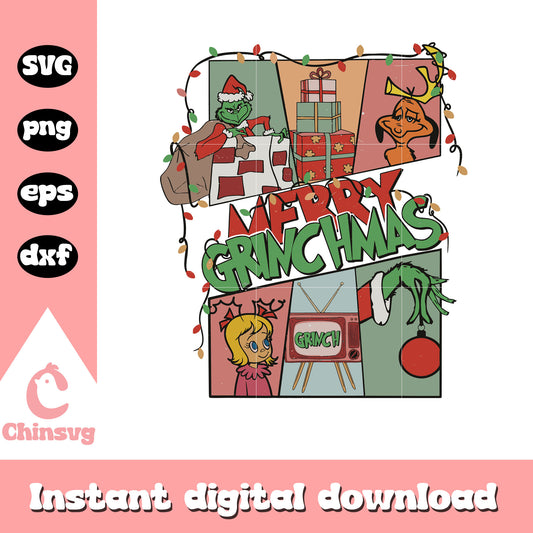 Retro merry grinchmas design svg, merry grinchmas svg​, grinch svg