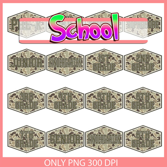 Retro back to school bundle png, pre k graduation​ png, school class​ png