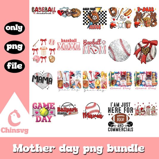 Retro baseball design bundle png, mother of day png, baseball png