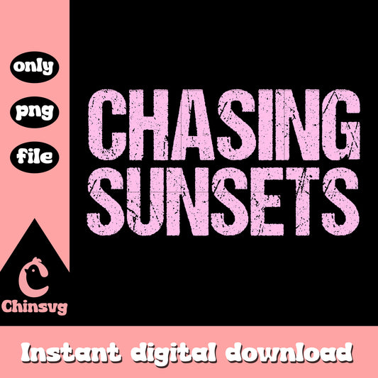 Retro chasing sunsets summer logo design png, summer logo​ png