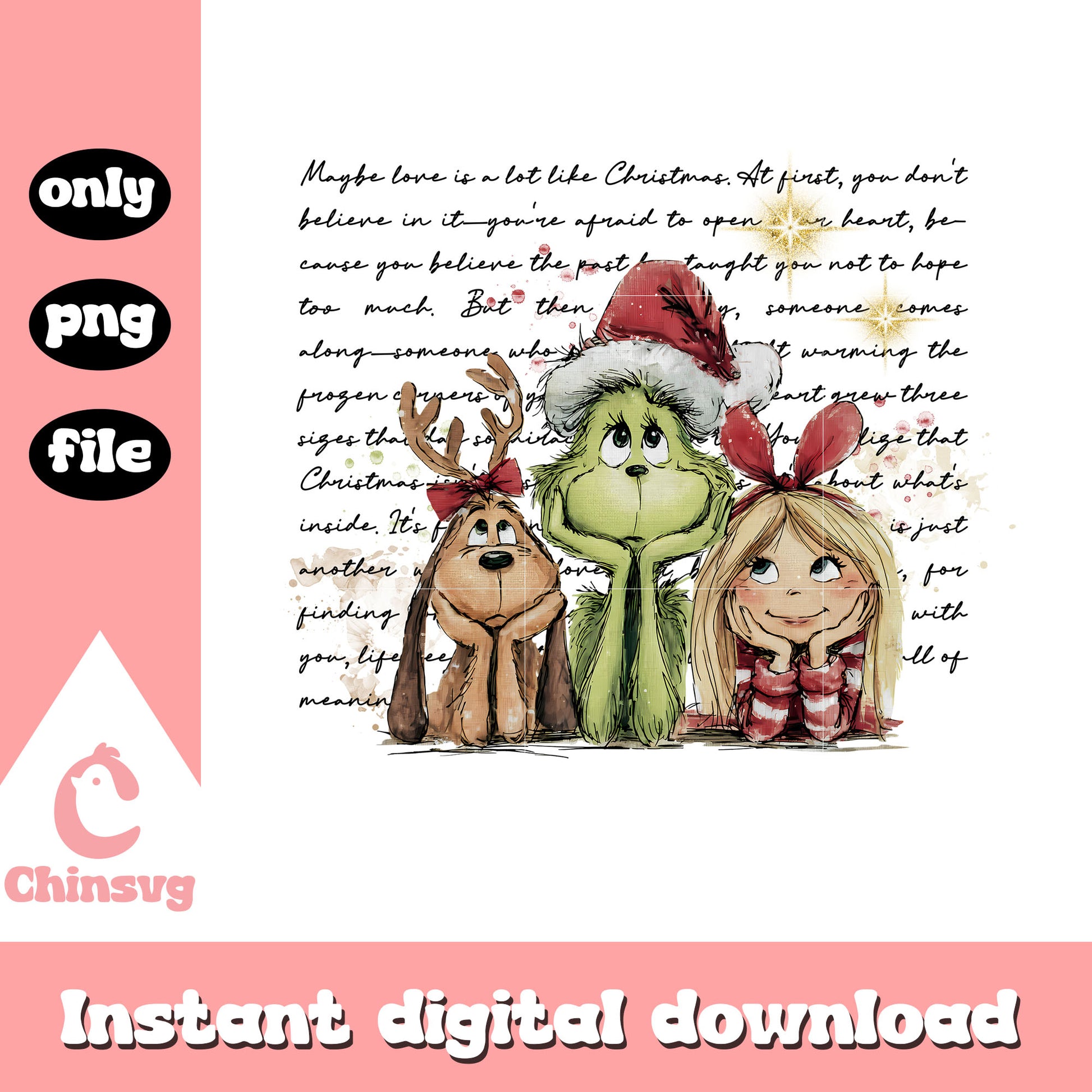 Retro christmas letter grinch friends png, the grinch pics png