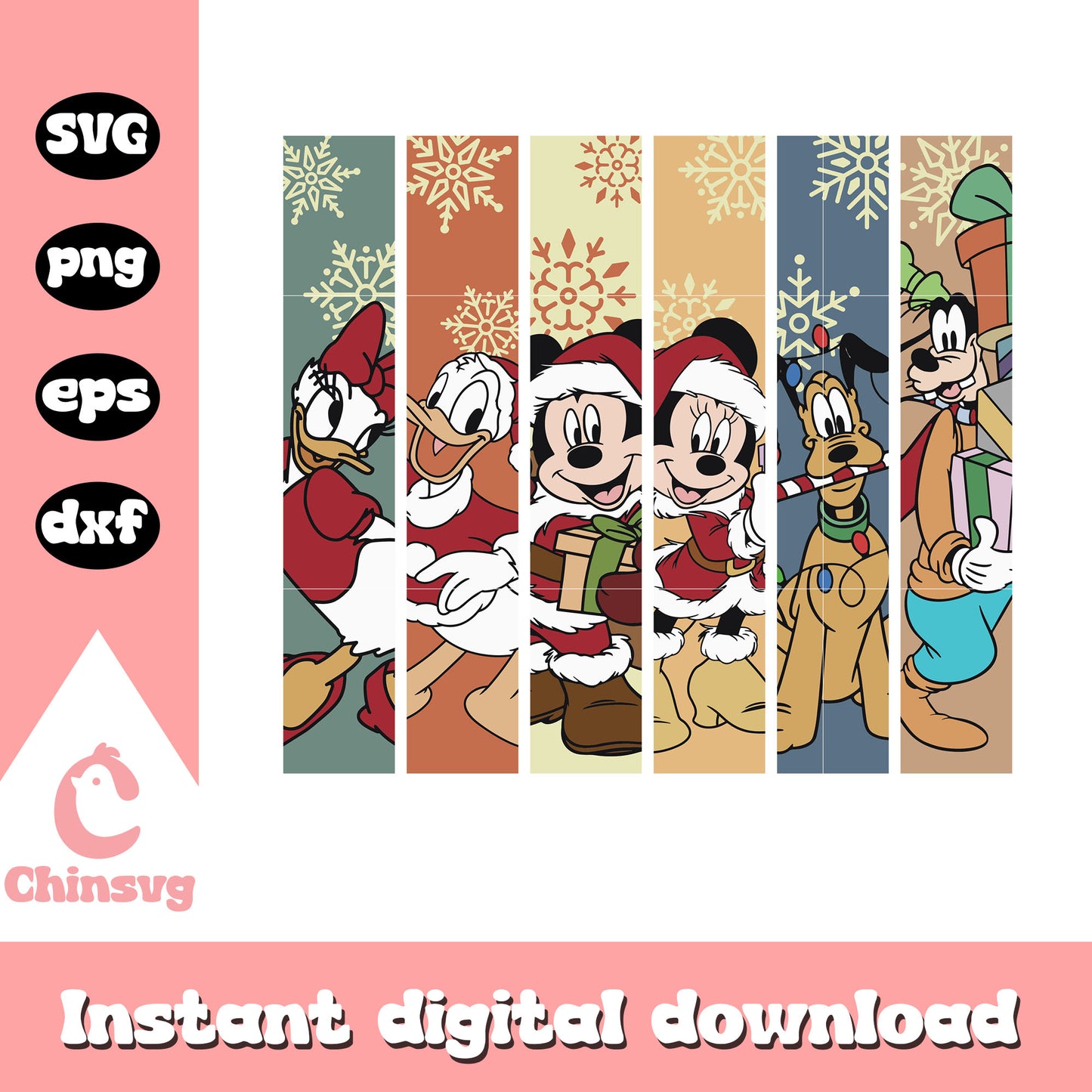 Retro christmas mickey and friends svg, disney days of christmas svg