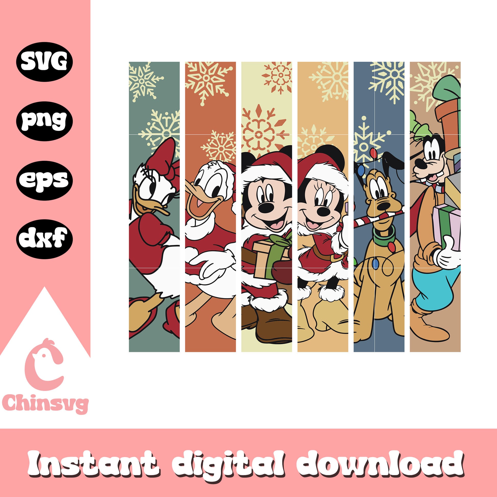 Retro christmas mickey and friends svg, disney days of christmas svg