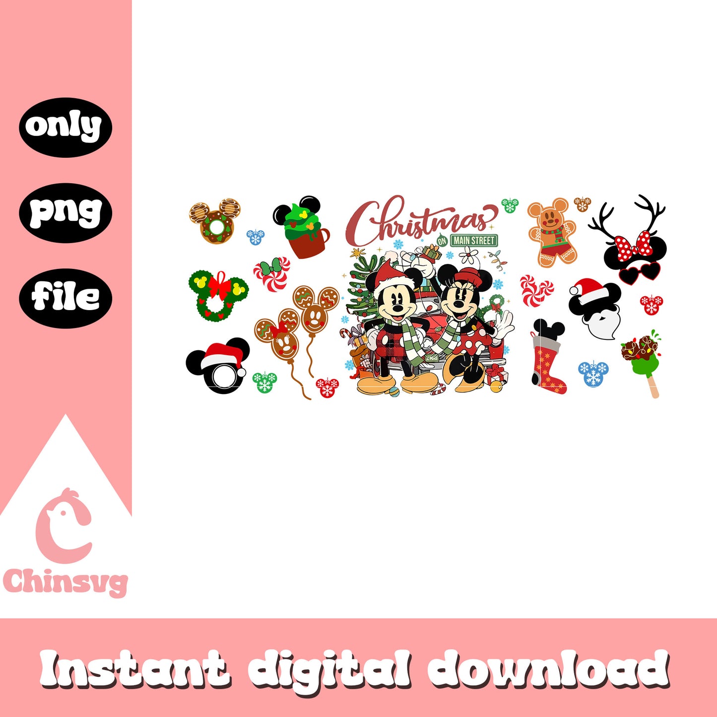 Retro christmas on main street quotes design png, xmas quote png