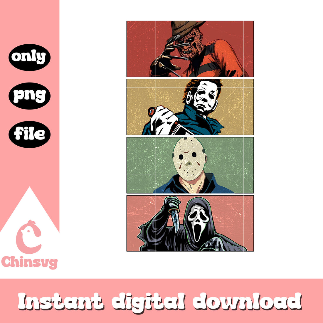 Retro color scream horror characters png, horror characters png – Chinsvg