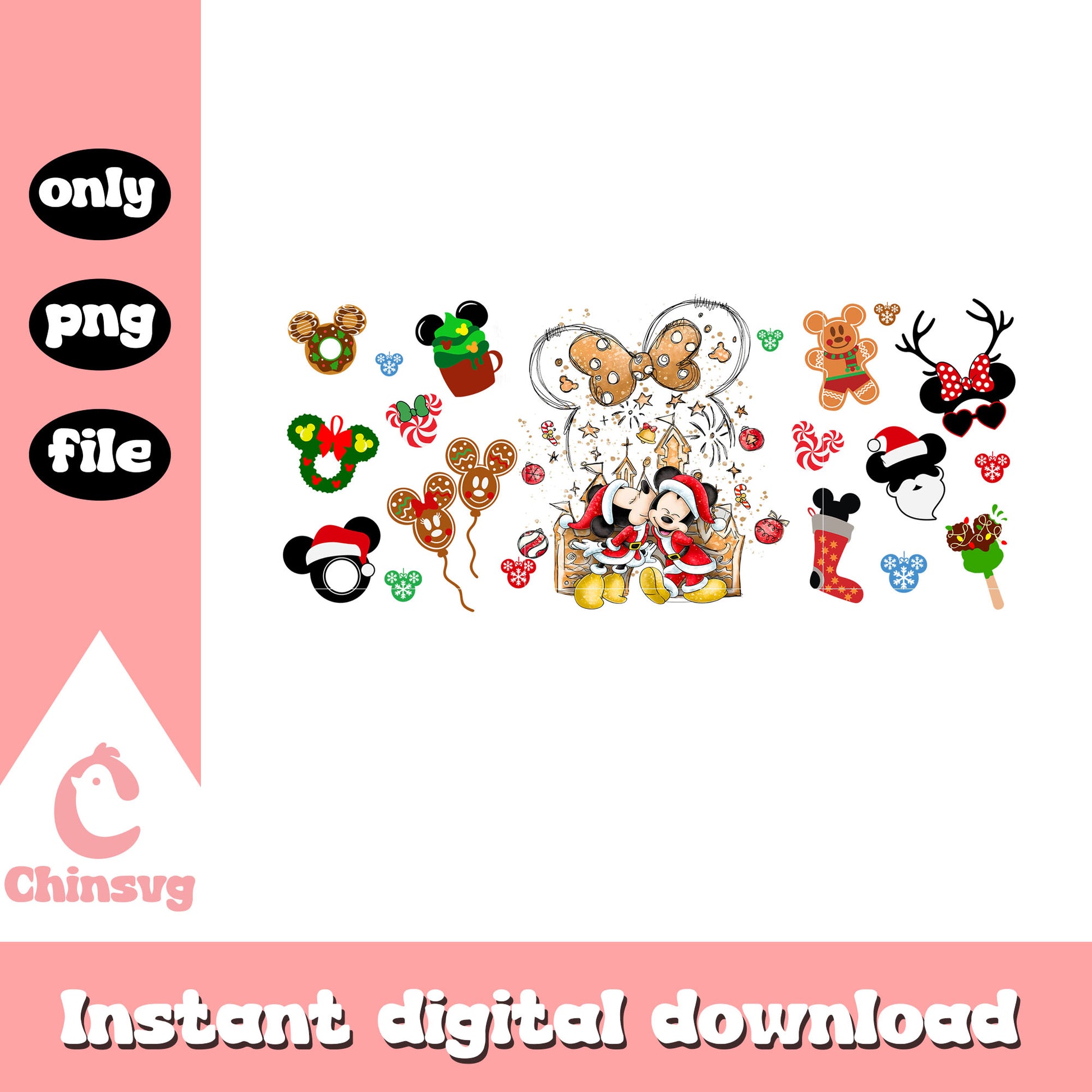 Retro coquette disney ear xmas day png, disney animated films png