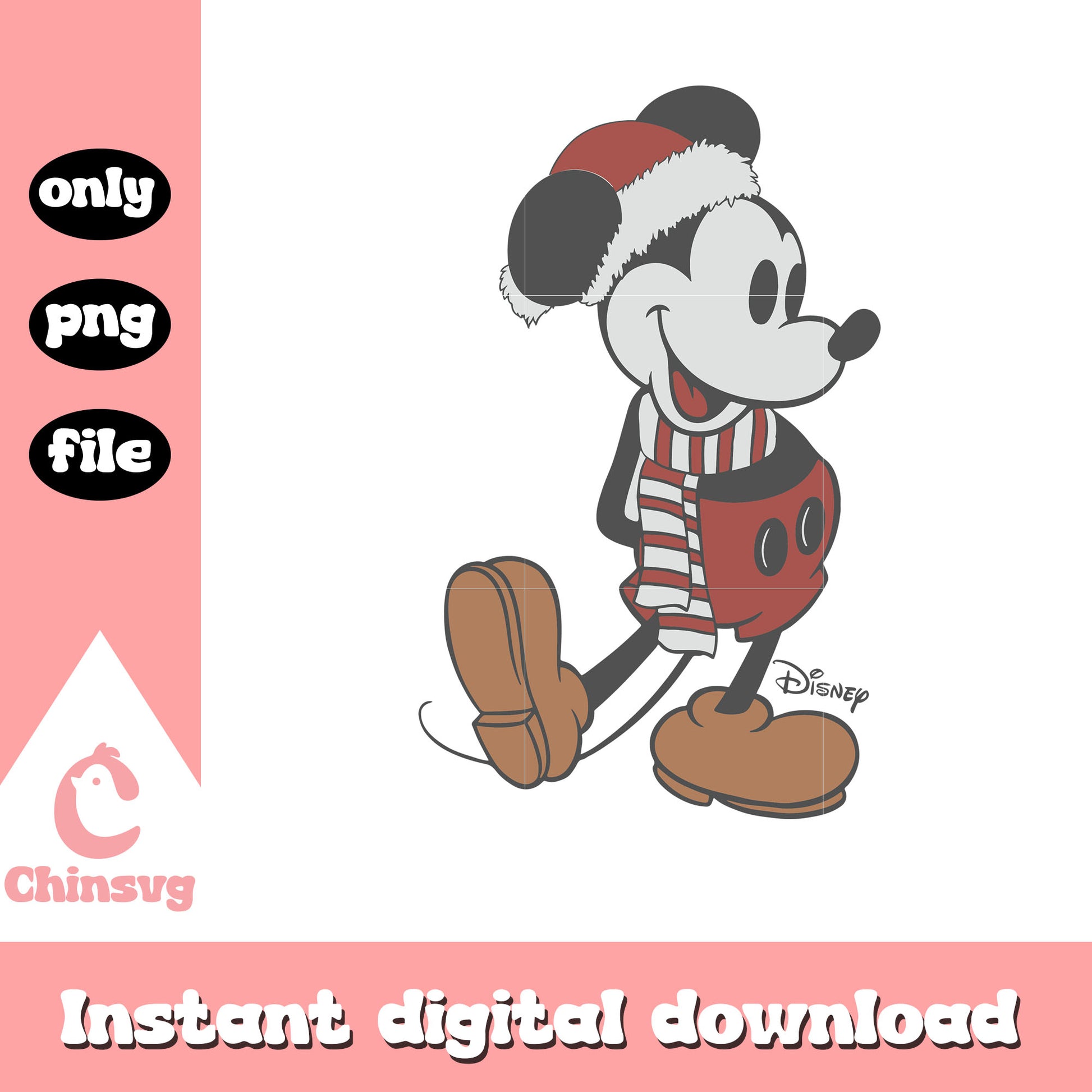 Retro cozy christmas mickey design png, disney mickey png