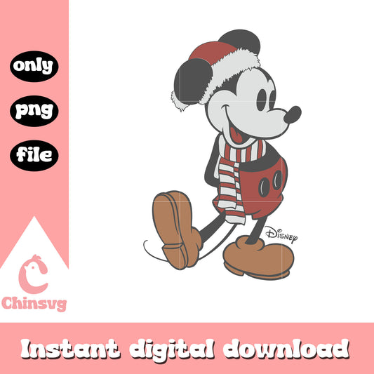Retro cozy christmas mickey design png, disney mickey png