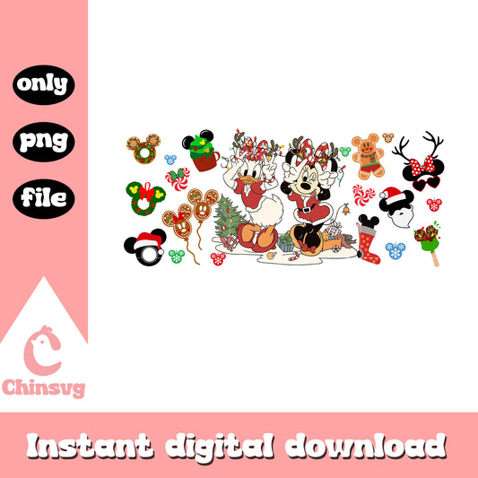 Retro daisy and minnie funny christmas png, disney art png