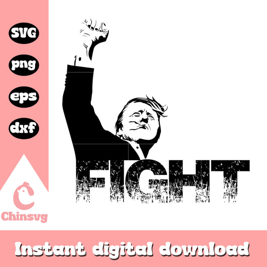 Retro donald trump fight​ black white svg, trump fight svg