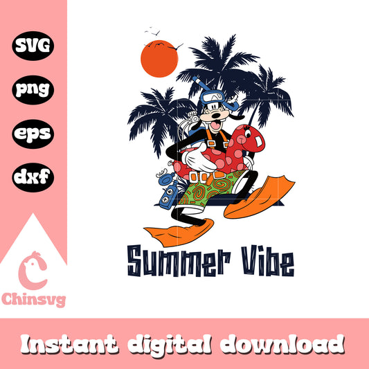 Retro goofy dog summer vibe svg, goofy svg, summer vibes svg