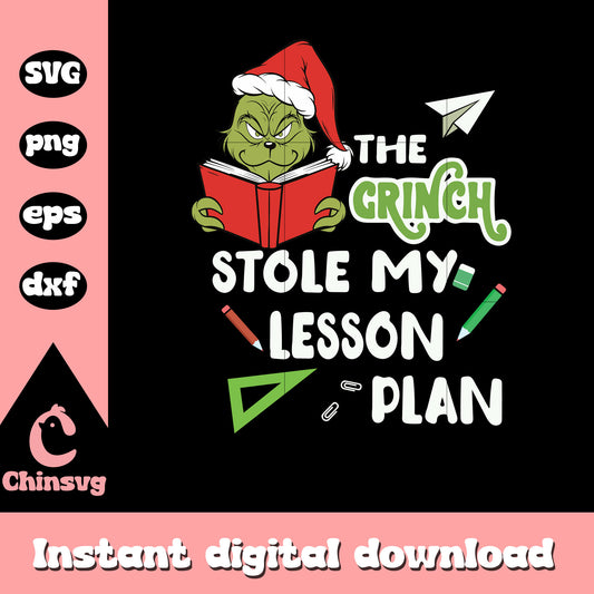 Retro grinch stole my lesson plan design svg, grinch teacher svg​