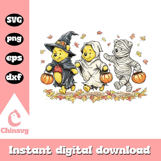 Retro halloween spooky bear design svg, winnie the pooh halloween svg