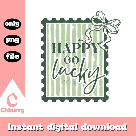 Retro happy go lucky stamp png, st patrick's day 2026​ png