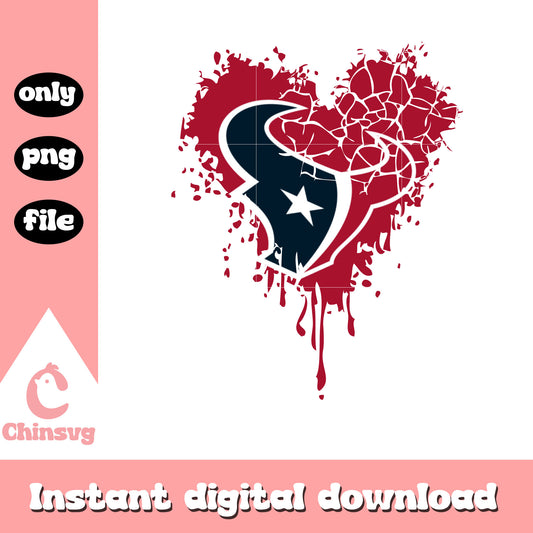 Retro heart Houston Texans logo design png, nfl college football png