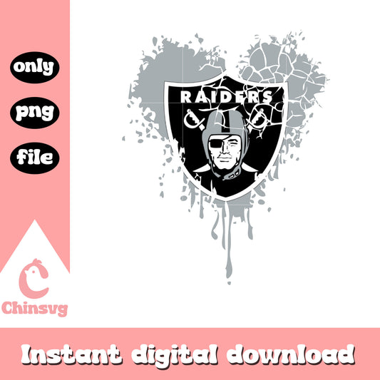 Retro heart Las Vegas Raiders logo png, nfl football png