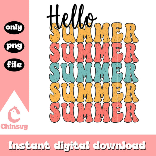 Retro hello summer design png, summer season png, trending png