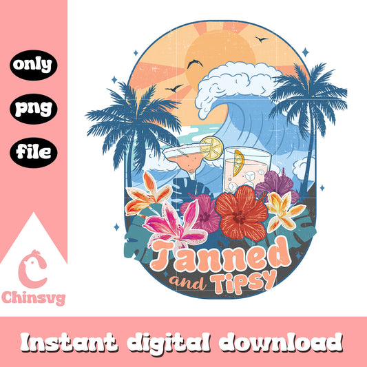 Retro janned and tipsy design png, summer vibes​ png
