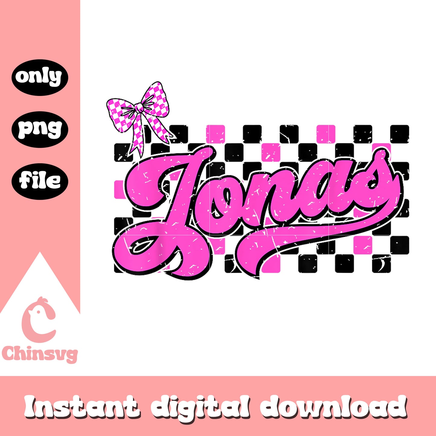 Retro jonas bow pink design png, jonas brothers png, jonas png