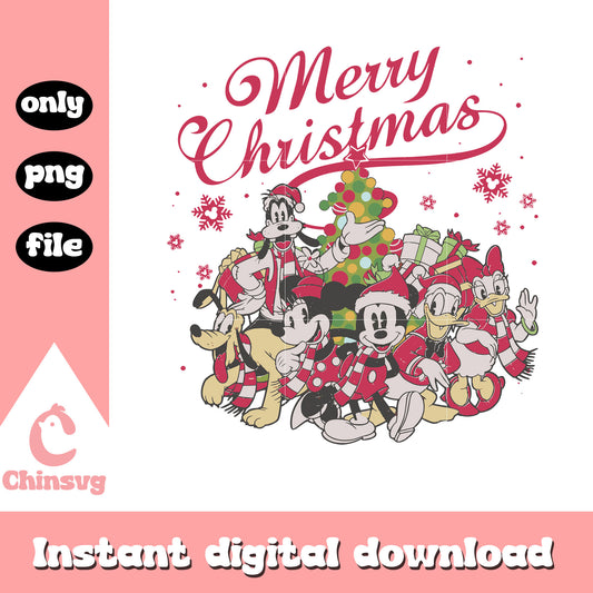 Retro merry christmas disney friends png, retro mickey mouse png