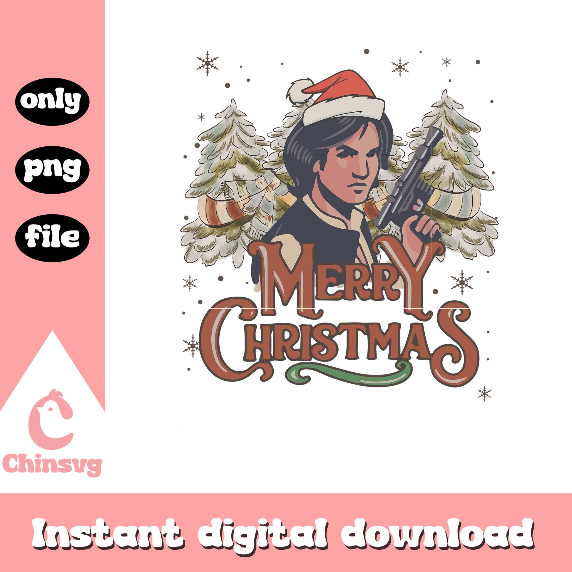 Retro merry christmas han solo design png, han solo png