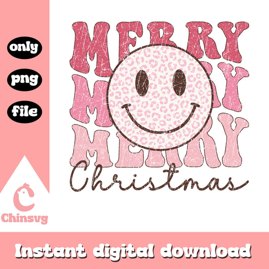 Retro merry christmas smiley face png, merry christmas png