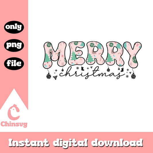Retro merry christmas tree png, merry christmas logo png​