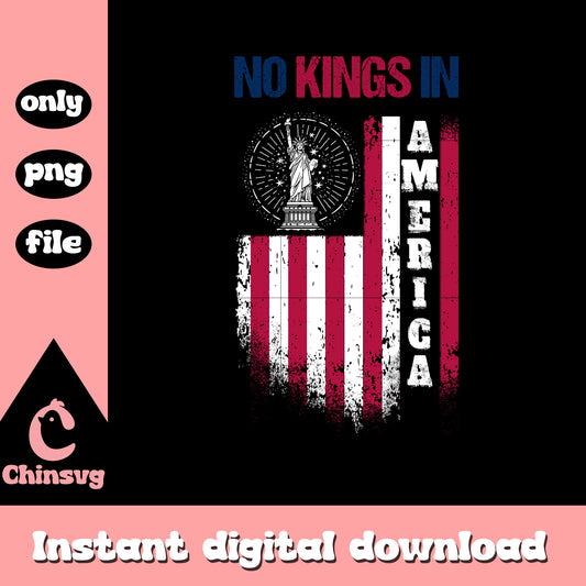 Retro no kings in america design png, america flag​ png