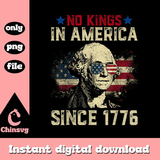 Retro no kings in america george washington png, patriotic png